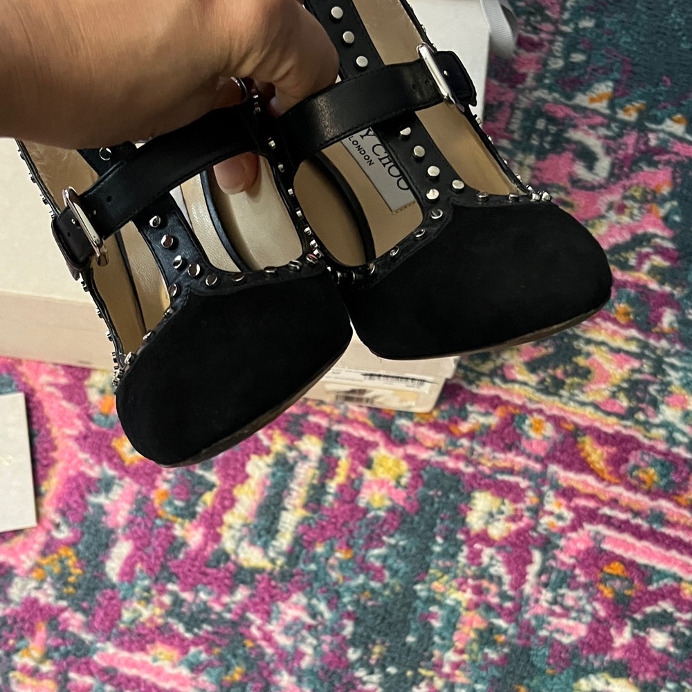 Jimmy Choo Hensley Black Studded Heels 37 - Picture 8 of 10